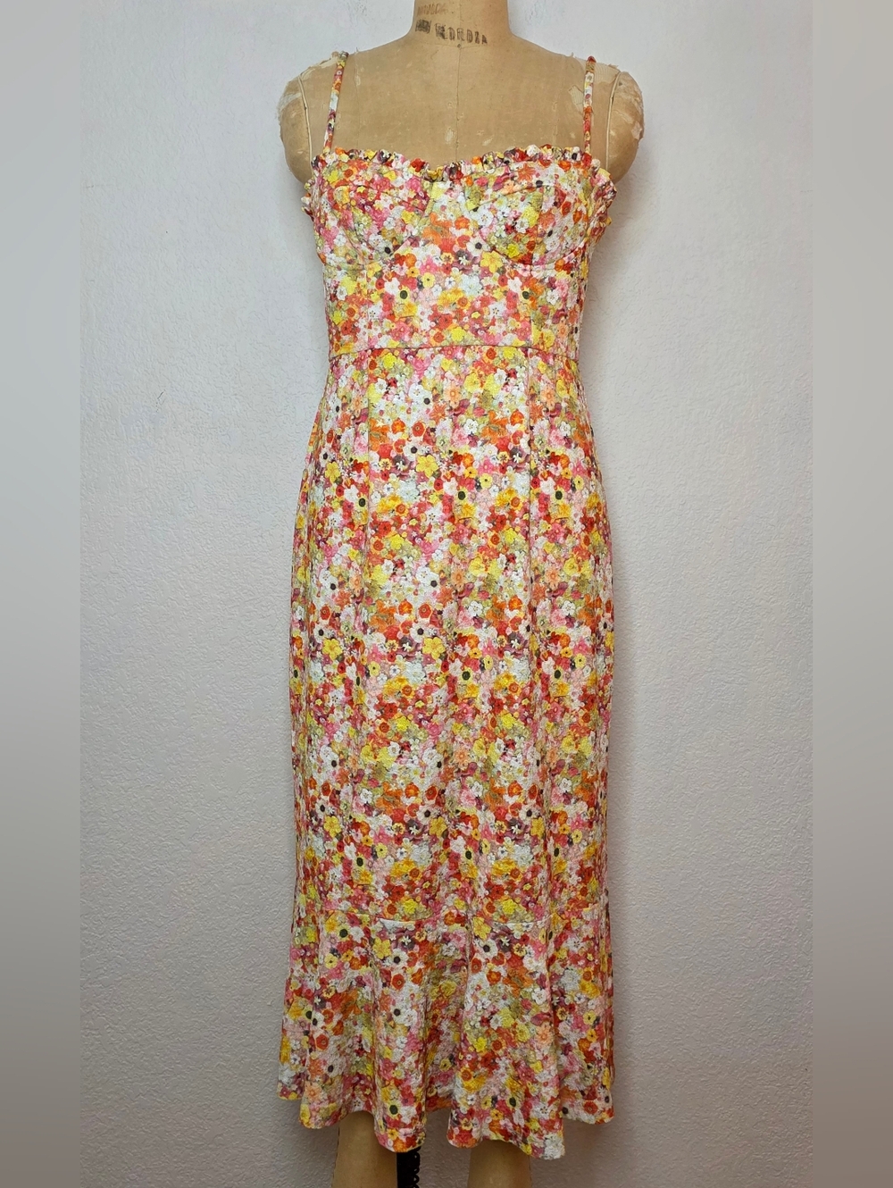NWT Anthropologie Hutch Pink Colorful Floral Selene Bustier Midi Dress - Picture 9 of 14